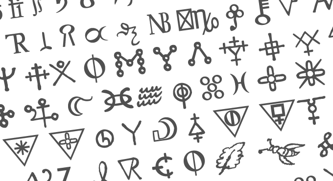 Photo showing some symbols from the Newton Font